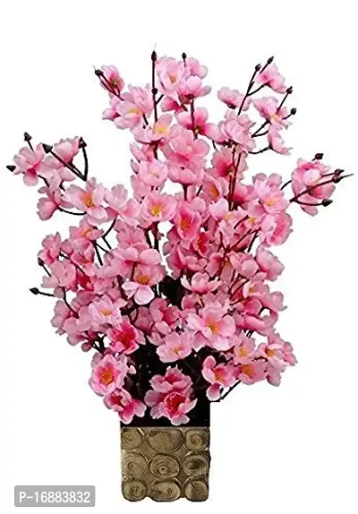 KAYKON Beautiful Artificial Flowers Orchid Flower Bunch with Designer Wooden Pot Flowers for Home Decoration - 16 Sticks (Pink)-thumb0