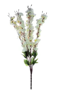 KAYKON Artificial Peach Blossom White Pink Flower Bunch Home Decor 55cm - Pack of 2-thumb1