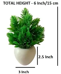 KAYKON 3 Artificial Bonsai Plant Small Mini Green Tree with Plastic Pot - 6 Inch/15 cm-thumb1