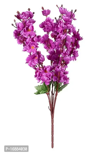 KAYKON Artificial Peach Blossom White Purple Flower Bunch Home Decor 55cm -Pack of 2-thumb2