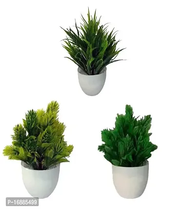 KAYKON Fake Plants Mini Potted Artificial Plants 3 Pack Artificial Plastic Eucalyptus Small Faux Plants Decor for Home Bathroom Office Farmhouse Desk Shelf- 6 Inch (3)-thumb2