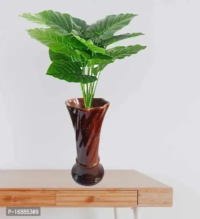 KAYKON Artificial Plant 12 Branch Fake Money Plant Leaves Without Pot for Home Decor - 45 CM-thumb0