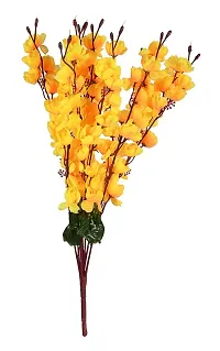 KAYKON Artificial Peach Blossom Flower Bunch Home Decor 55 cm -Best on Amazon- Pack of 2 (Yellow Red)-thumb2