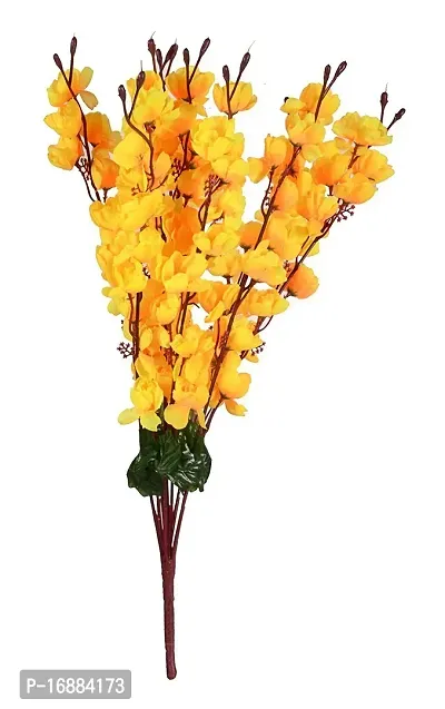 KAYKON Artificial Peach Blossom Flower Bunch Home Decor 55 cm -Best on Amazon- Pack of 2 (Yellow Red)-thumb3