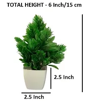 KAYKON 3 Artificial Bonsai Plant Small Green Tree with Plastic Pot - 6 Inch/15 cm-thumb1