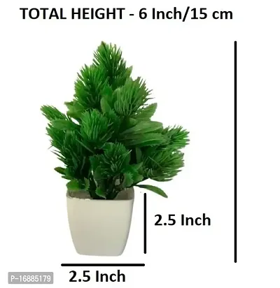 KAYKON 3 Artificial Bonsai Plant Small Green Tree with Plastic Pot - 6 Inch/15 cm-thumb2