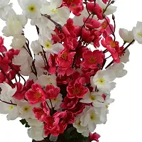 KAYKON Artificial Flowers Orchid Flower Plant with Wooden Pot 17 inch (White Red)-thumb1