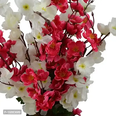 KAYKON Artificial Flowers Orchid Flower Plant with Wooden Pot 17 inch (White Red)-thumb2