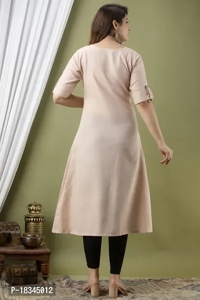 Attractive Beige Cotton Kurta For Women-thumb2