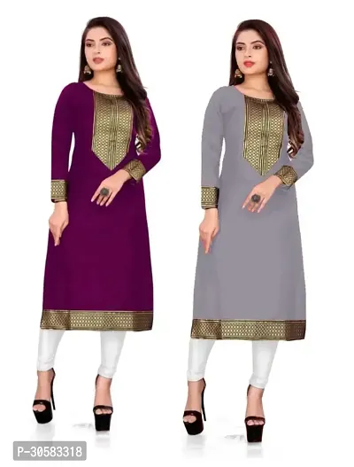 Fancy Cotton Slub Kurtas For Women Combo Of 2-thumb0