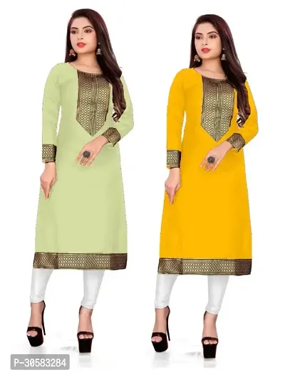 Fancy Cotton Slub Kurtas For Women Combo Of 2-thumb0