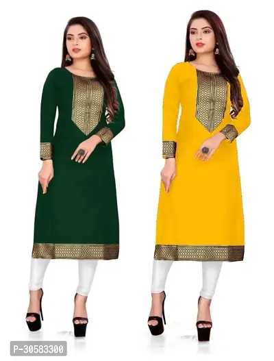 Fancy Cotton Slub Kurtas For Women Combo Of 2-thumb0