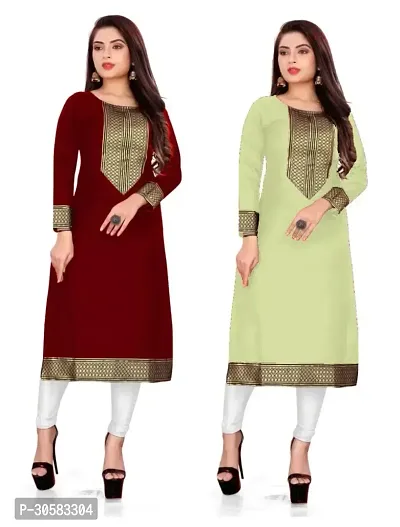 Fancy Cotton Slub Kurtas For Women Combo Of 2-thumb0