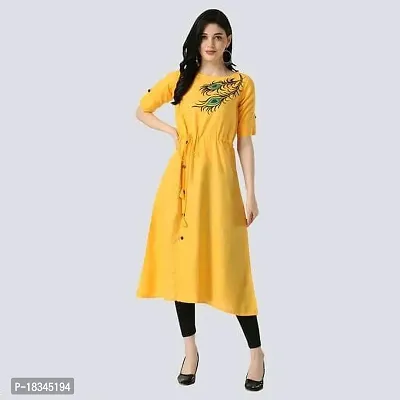 Attractive Yellow Rayon Slub Kurta For Women-thumb0