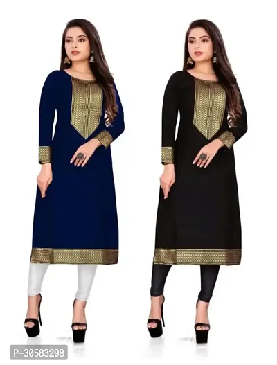 Fancy Cotton Slub Kurtas For Women Combo Of 2-thumb0