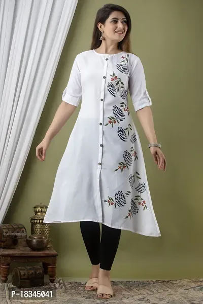 Attractive White Cotton Kurta For Women-thumb0