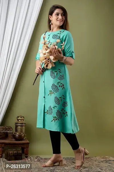 DRURY SWAMIL Creation Women's New Elegance  Traditional Regular Fit Soft Cotton 3/4 Sleeve Casual Round Kurti-thumb2