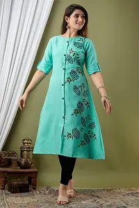 DRURY SWAMIL Creation Women's New Elegance  Traditional Regular Fit Soft Cotton 3/4 Sleeve Casual Round Kurti-thumb2