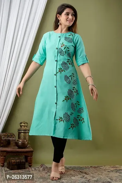 DRURY SWAMIL Creation Women's New Elegance  Traditional Regular Fit Soft Cotton 3/4 Sleeve Casual Round Kurti-thumb3