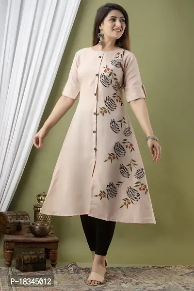 Attractive Beige Cotton Kurta For Women-thumb0