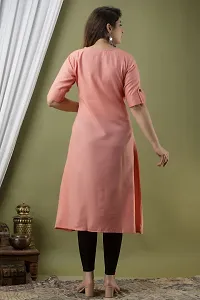 Attractive Peach Cotton Kurta For Women-thumb1