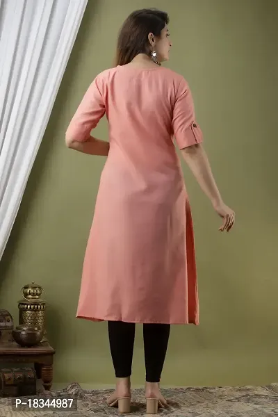 Attractive Peach Cotton Kurta For Women-thumb2