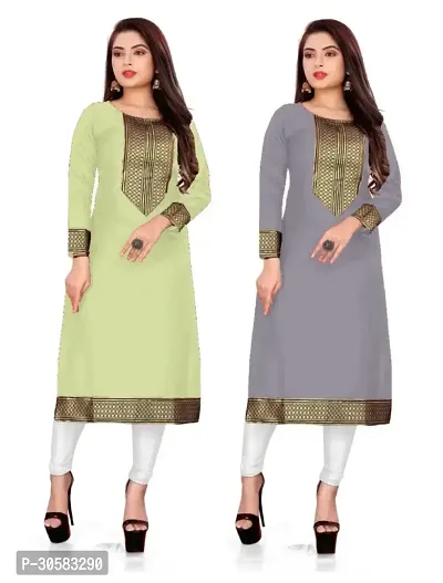 Fancy Cotton Slub Kurtas For Women Combo Of 2