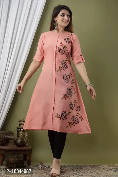 Attractive Peach Cotton Kurta For Women-thumb0