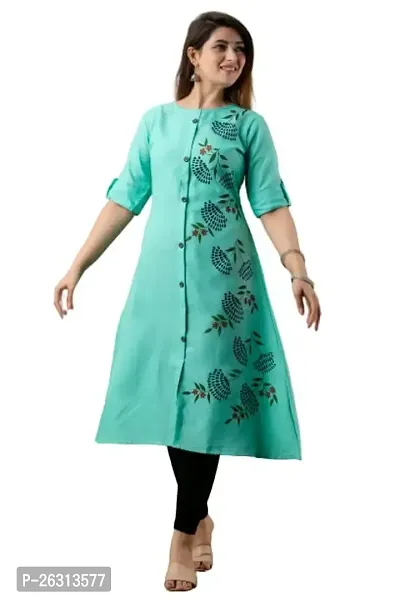 DRURY SWAMIL Creation Women's New Elegance  Traditional Regular Fit Soft Cotton 3/4 Sleeve Casual Round Kurti-thumb0