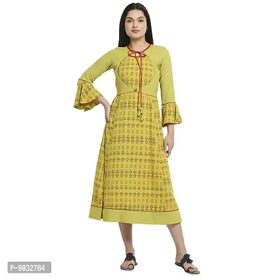 True Shape Women Printed Straight Maternity Kurti with Concealed Feeding Zip