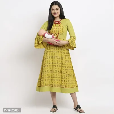 True Shape Women Printed Straight Maternity Kurti Dress with Concealed Feeding Zip for Pregnancy & Motherhood-thumb2