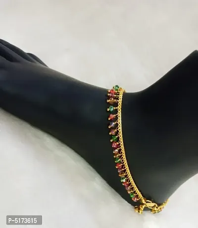 Latest Beautiful Alloy Gold Plated Anklets-thumb0