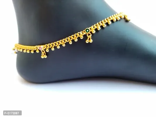 Latest Beautiful Alloy Gold Plated Anklets-thumb0