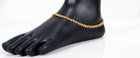 Latest Beautiful Alloy Gold Plated Anklets-thumb1