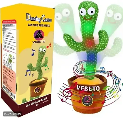 Dancing Cactus Talking Plush Toy with Singing  Recording Function with 120 English Songs inbuild - Repeat What You Say - Pack of 1, Rechargeable Cable Included with USB Charging Function in Bigger S-thumb0