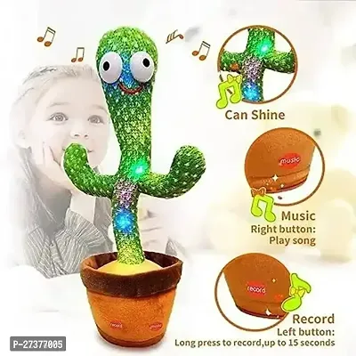 Dancing Cactus Talking Plush Toy with Singing  Recording Function with 120 English Songs inbuild - Repeat What You Say - Pack of 1, Rechargeable Cable Included with USB Charging Function in Bigger S-thumb2