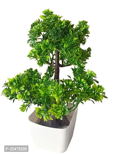 Natural Looking Wild Bonsai Artificial Green Tree Plant with pot Best Design for Home,Office,Living Room,Table top Decoration-thumb0