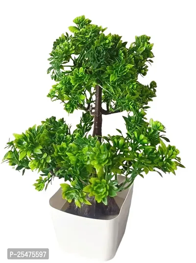 Natural Looking Wild Bonsai Artificial Green Tree Plant with pot Best Design for Home,Office,Living Room,Table top Decoration-thumb2