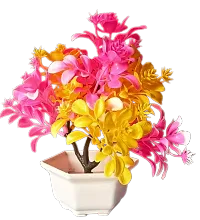 Pink White Artificial Plant with Plastic Pot for Home Office Decoration for Home Table, Kitchen Desk Table-thumb3