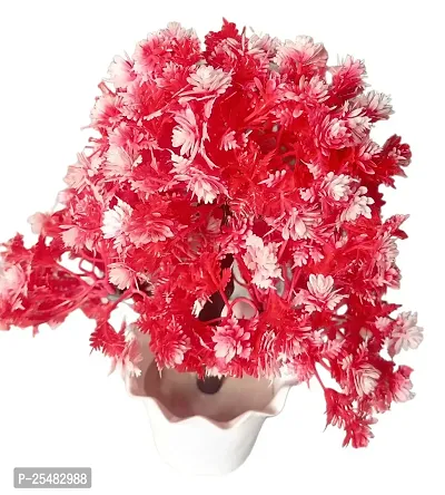 Natural  Looking Artificial Red Flower with Plastic WITH  Pot for Home Decoration Office Table, Room Bathroom Home Decor Plants