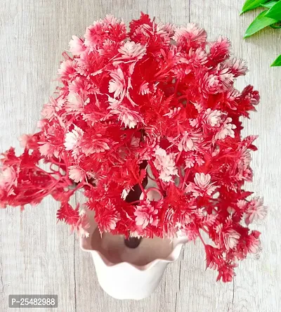 Natural  Looking Artificial Red Flower with Plastic WITH  Pot for Home Decoration Office Table, Room Bathroom Home Decor Plants-thumb3