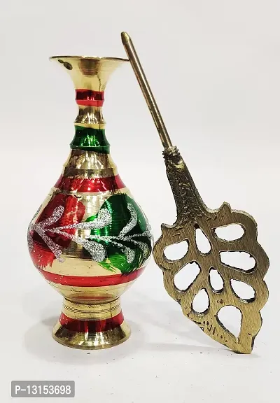 Brass Surma Dani Big To Keep Surma Powder ,Surmedaani with Unique and Attractive Look Round Shape Hight 6 Inch Multicolor-thumb3