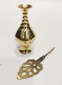 Brass Surma Dani Big To Keep Surma Powder ,Surmedaani with Unique and Attractive Look Round Shape Hight 6 Inch Gold Color-thumb2