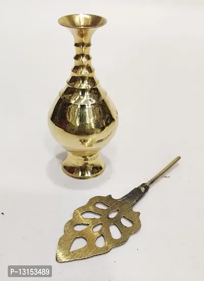 Brass Surma Dani Big To Keep Surma Powder ,Surmedaani with Unique and Attractive Look Round Shape Hight 6 Inch Gold Color-thumb3