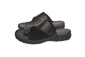 Black Leather Chappals For Mens Kraft Casual Leather Floater-thumb2