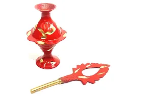 Brass Surma Dani To Keep Surma Powder,Surmedaani with Unique and Attractive Look Hight_9 cm Color Red-thumb1