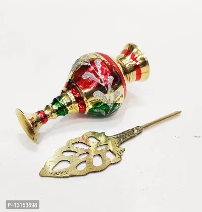 Brass Surma Dani Big To Keep Surma Powder ,Surmedaani with Unique and Attractive Look Round Shape Hight 6 Inch Multicolor-thumb4