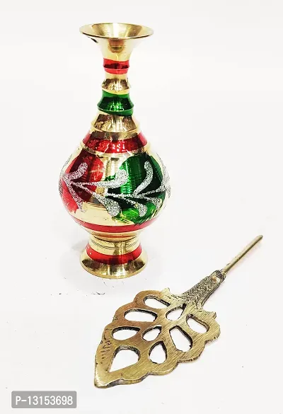 Brass Surma Dani Big To Keep Surma Powder ,Surmedaani with Unique and Attractive Look Round Shape Hight 6 Inch Multicolor-thumb2