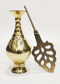 Brass Surma Dani Big To Keep Surma Powder ,Surmedaani with Unique and Attractive Look Round Shape Hight 6 Inch Gold Color-thumb1