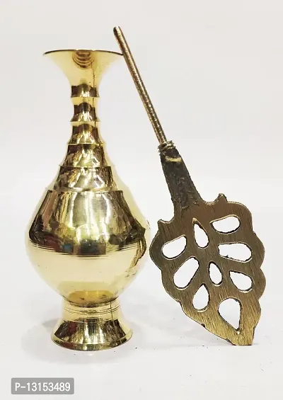 Brass Surma Dani Big To Keep Surma Powder ,Surmedaani with Unique and Attractive Look Round Shape Hight 6 Inch Gold Color-thumb2